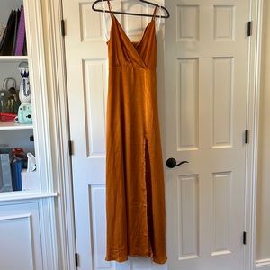 Burnt orange floor length gown